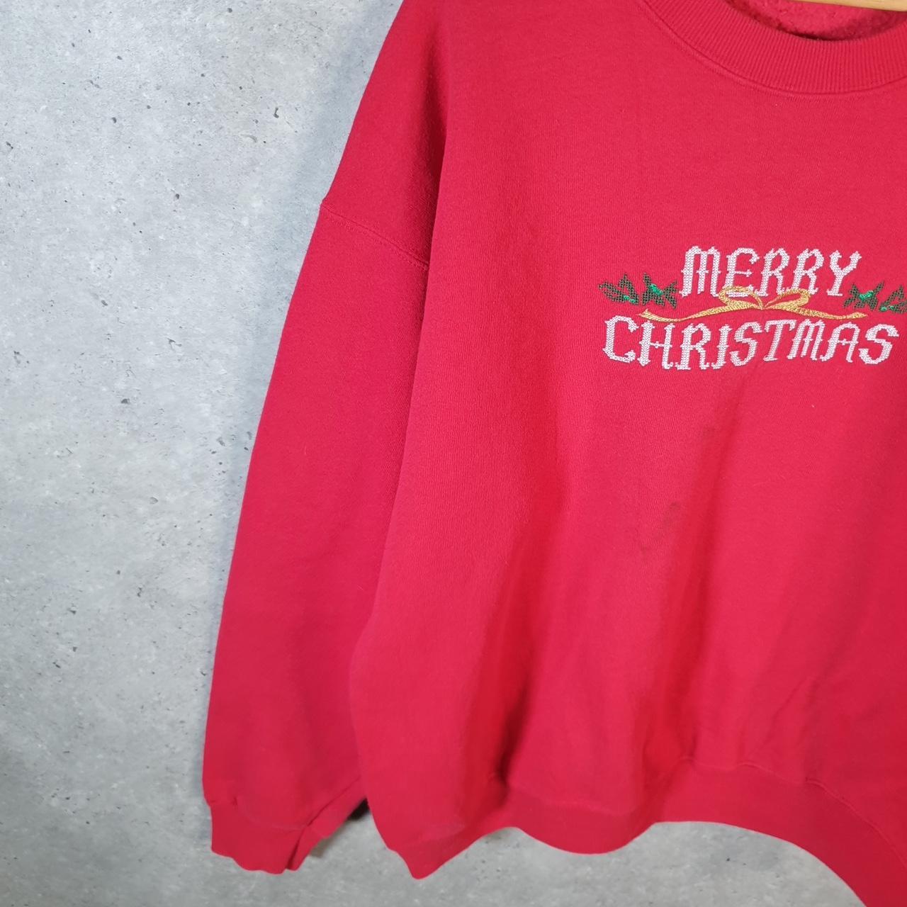 Vintage Lee Heavyweight Sweatshirt Men’s XL Red Merry Christmas