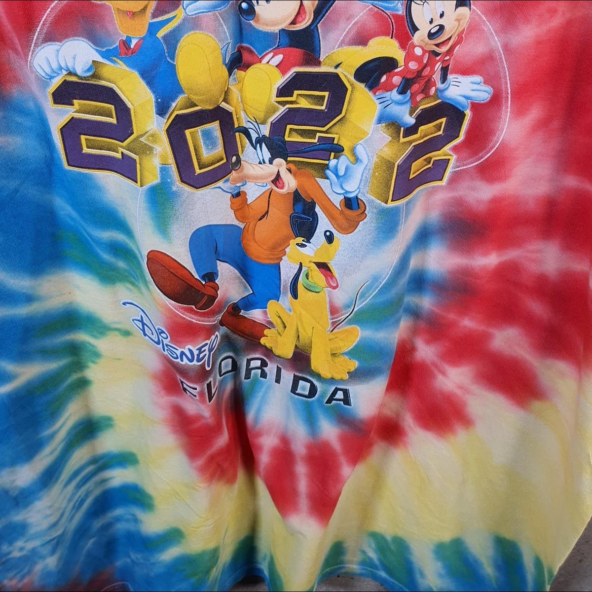 Vintage Disney Land Mickey Mouse Florida 2022 T Shirt Shirt Men’s 2XL Red Tie Dye Graphic C9813