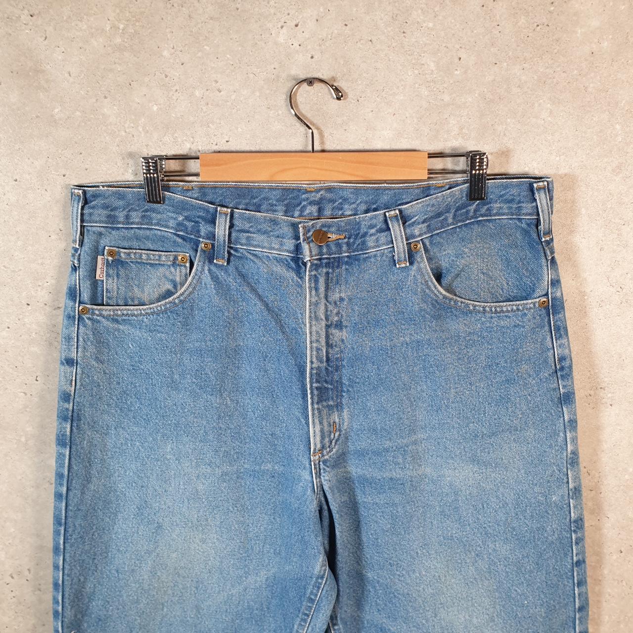 Vintage Carhartt Workwear Carpenter Jeans Mens W38 L26 Blue Denim Relaxed Fit USA
