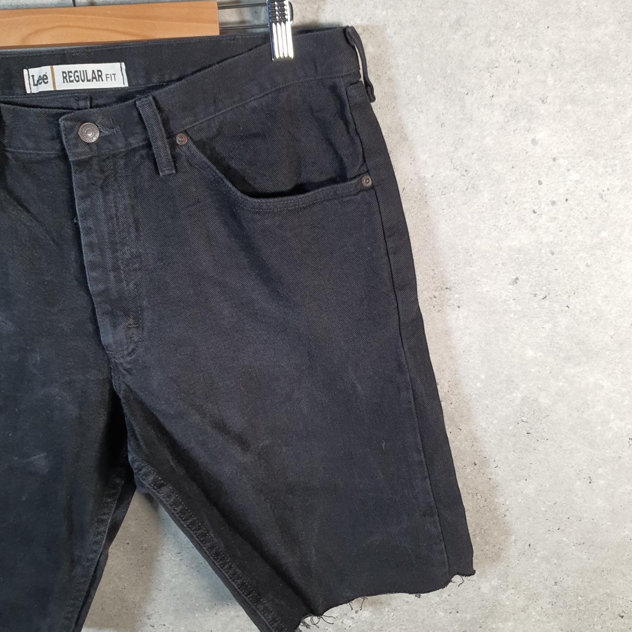 Vintage Lee Denim Shorts Jorts Cargo Men’s W38 Black Baggy Cotton