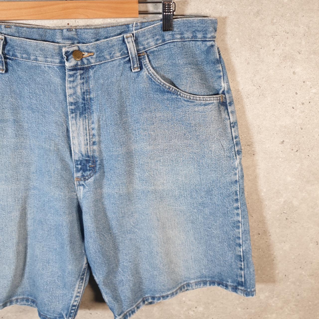 Vintage Wrangler Denim Shorts Jorts Cargo Men’s W38 Relaxed Blue Baggy Cotton