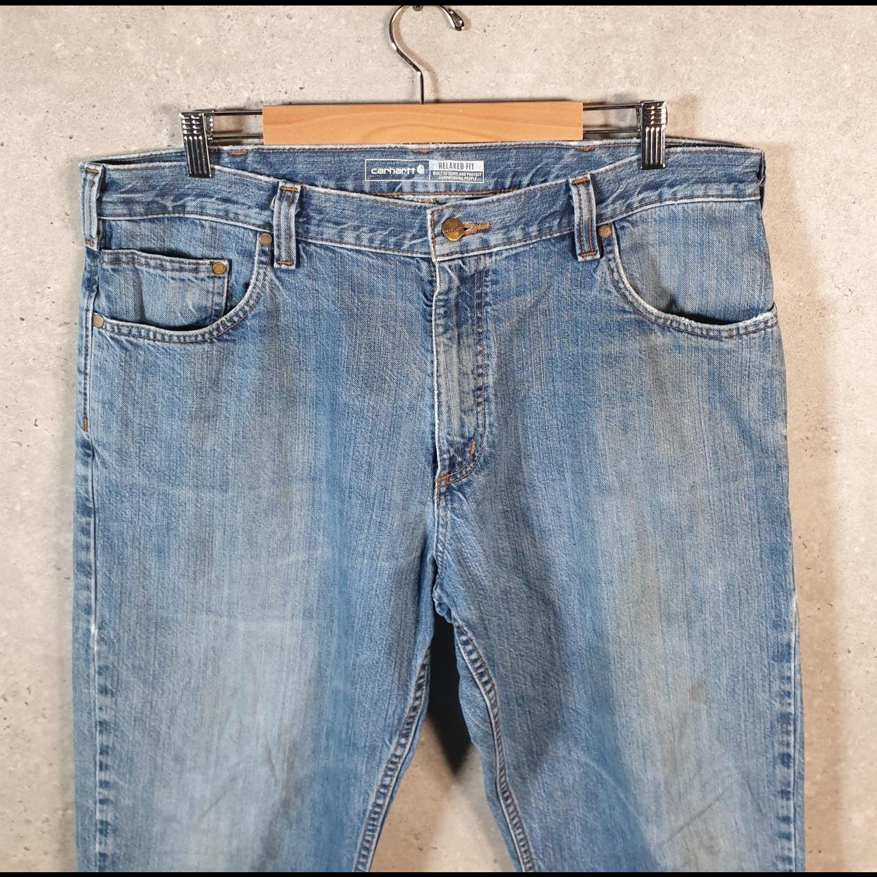 Vintage Carhartt Workwear Carpenter Jeans Mens W38 L30 Blue Denim Relaxed Fit USA