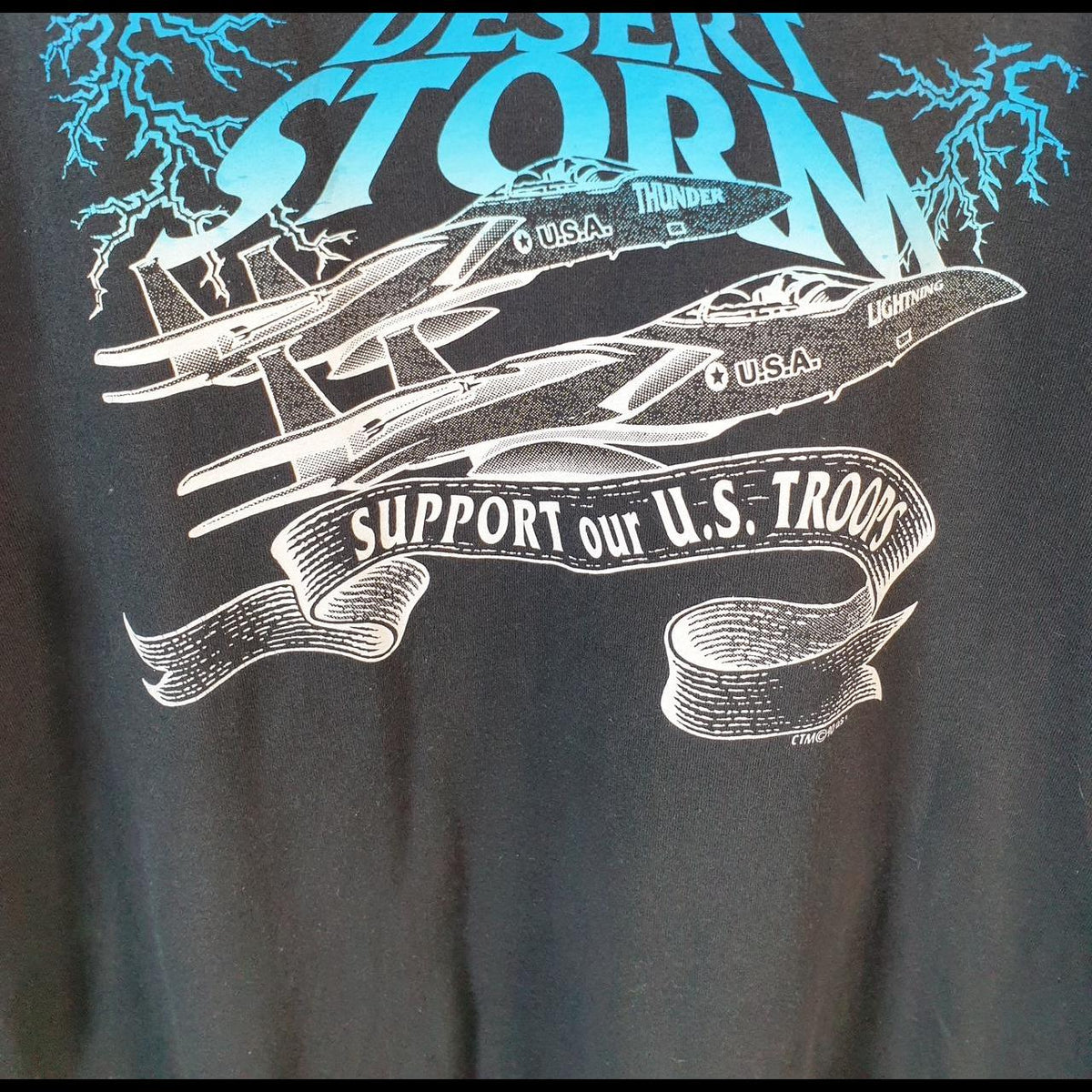 Vintage Screen Stars Desert Storm US Troops 90s USA Single Stitch T Shirt Men’s XL Black C8065
