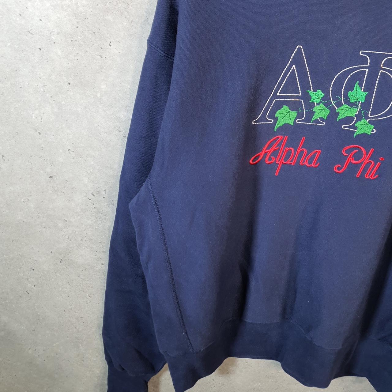Vintage Lee Crossgrain Sweatshirt Men’s XL Navy Blue USA Alpha Phi Embroidered