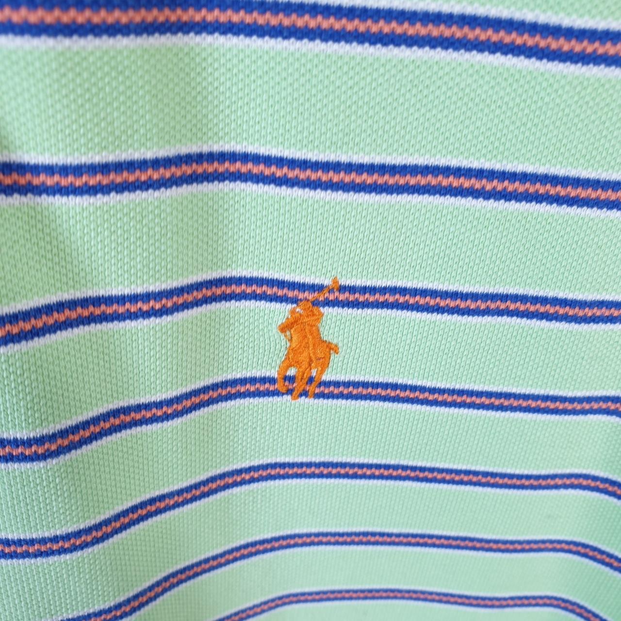 Vintage Ralph Lauren Polo Shirt Men’s large Green Striped Cotton Pony C9611