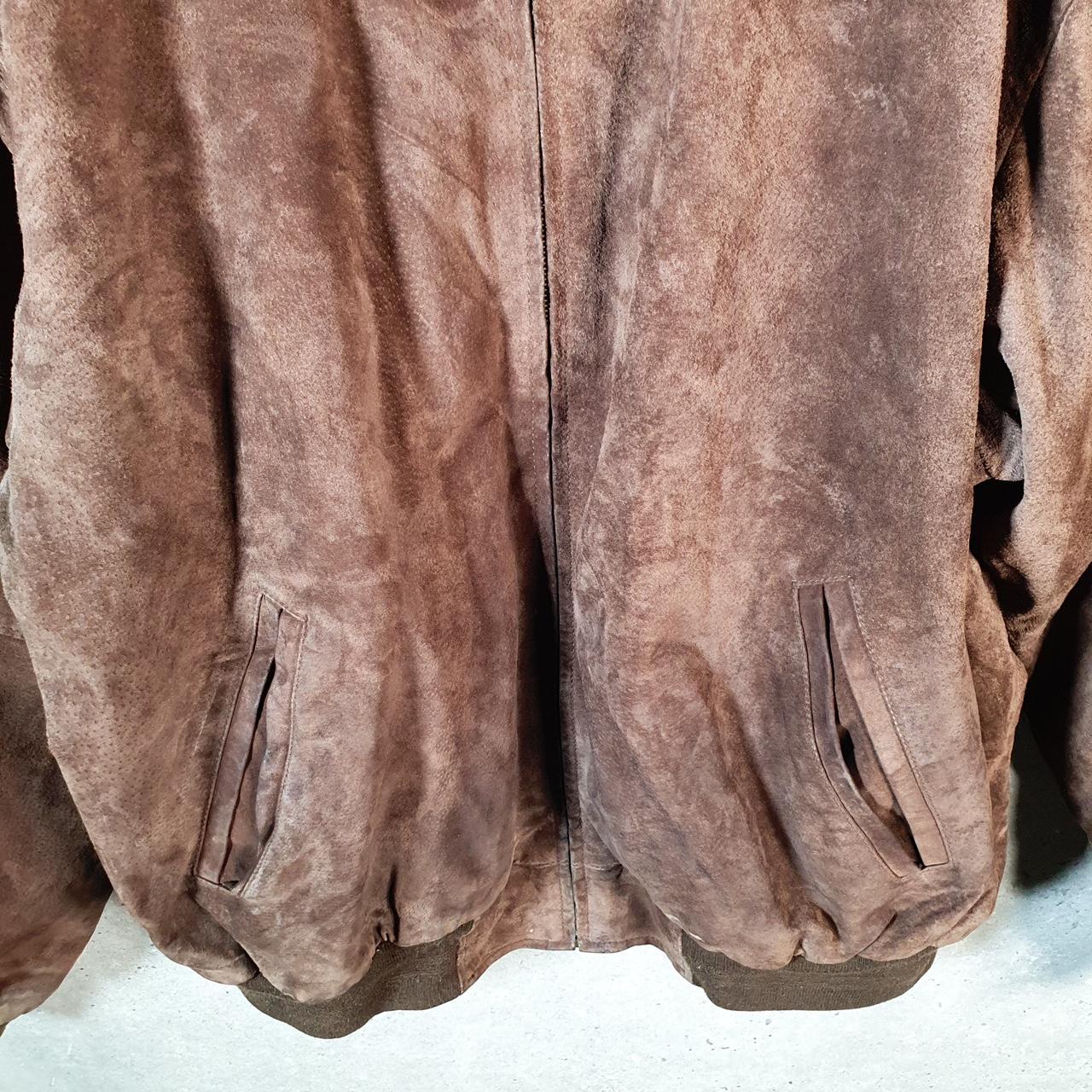 Vintage Croft & Barrow Seude Leather Bomber Jacket Mens XL Brown Hunting Utility USA Coat Big Fish Vintage