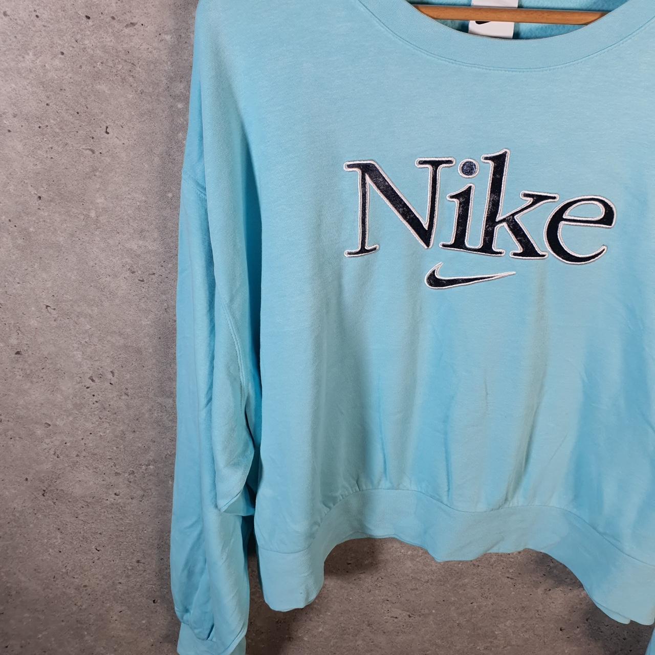 Vintage Nike Club Spellout Sweatshirt Womens XL Blue Swoosh Y2K Pullover
