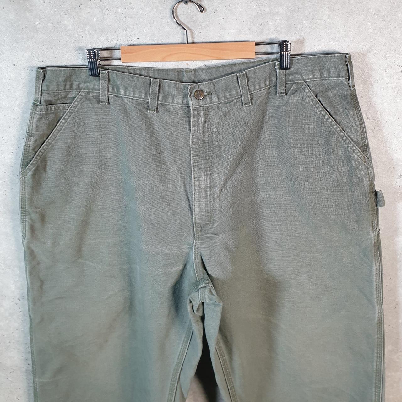 Vintage Carhartt Carpenter Trousers Mens W44 L26 Khaki Green Loose Original Fit Workwear