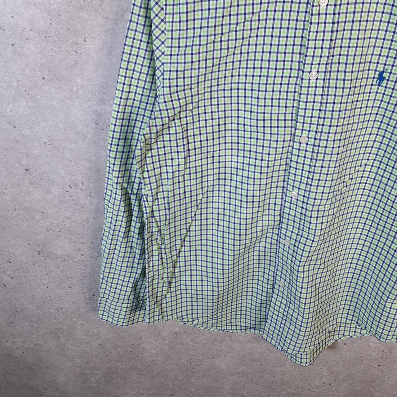 Vintage Ralph Lauren Button Down Shirt Womens XL Green Checkered Pony Cotton
