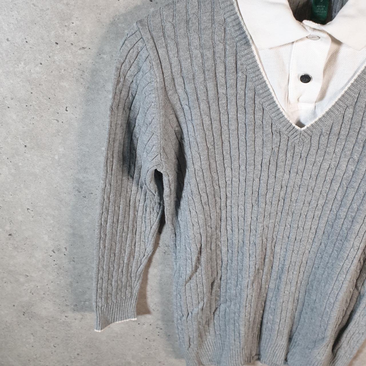 Vintage Ralph Lauren Polo Cable Knit Sweater Womens Small Grey Cotton Pullover