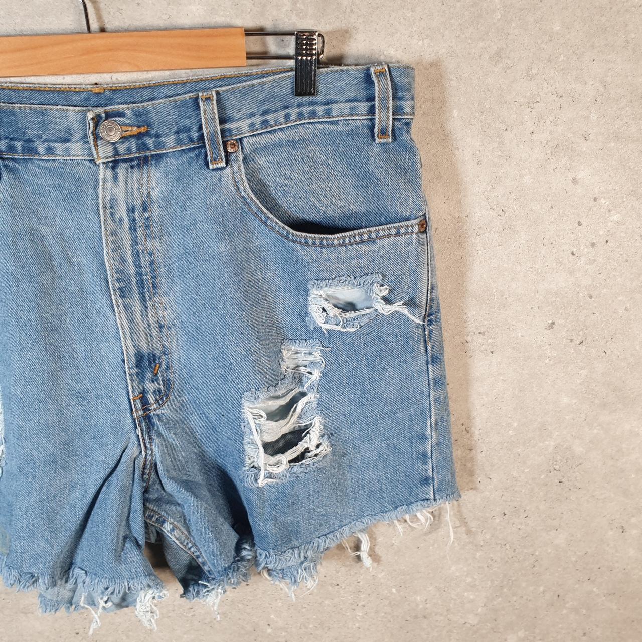 Vintage Levi’s 550 Cut Off Baggy Shorts Jorts Cargo Womens W38 Blue Relaxed Denim