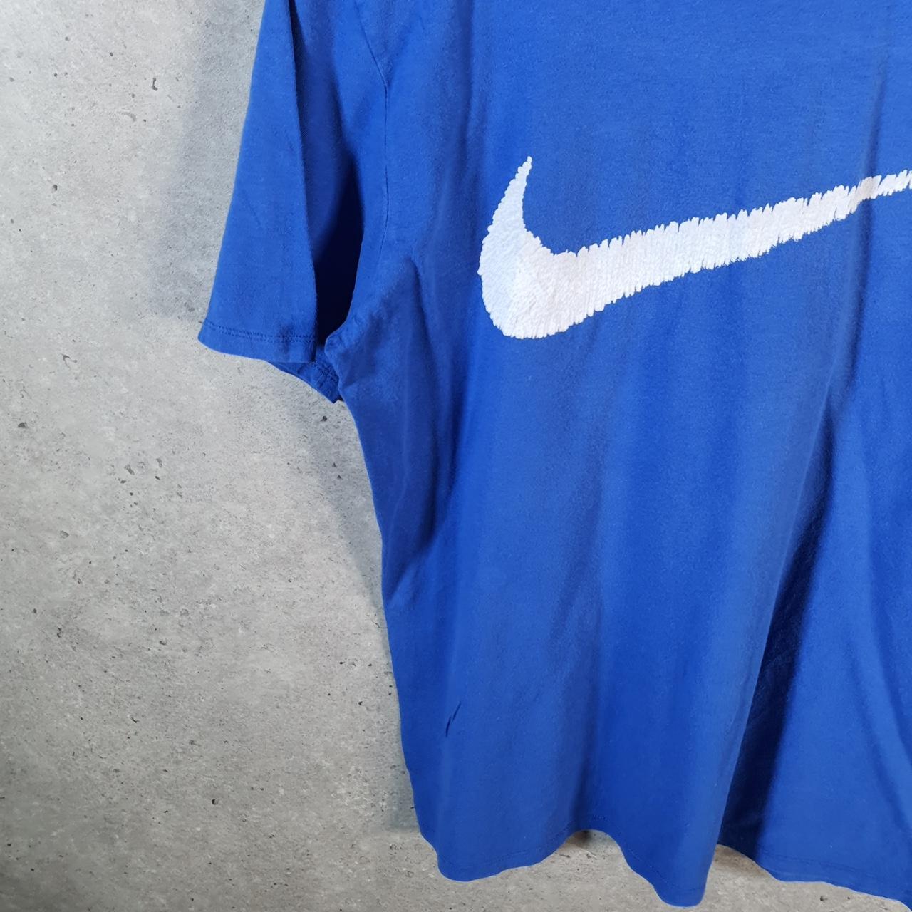 Vintage Nike Graphic Spellout T Shirt Men’s Medium Blue Logo Swoosh Athletic