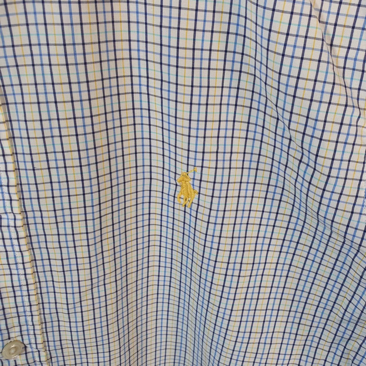 Vintage Ralph Lauren Button Down Shirt Mens Medium Blue Checkered Cotton Pony
