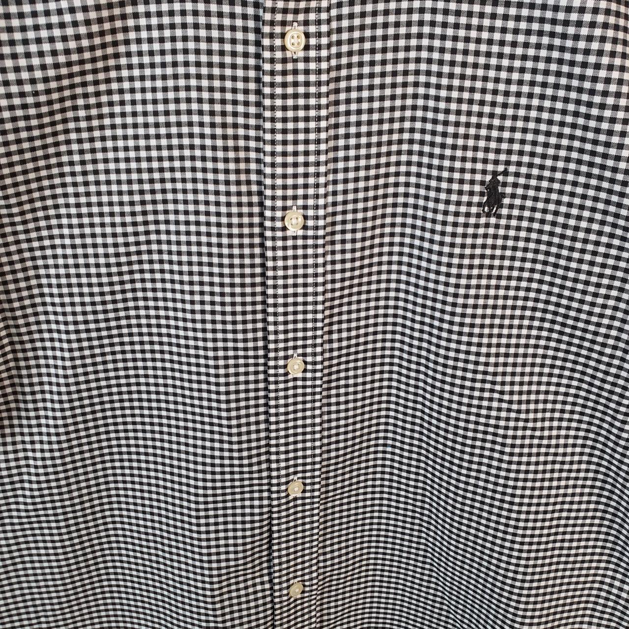 Vintage Ralph Lauren Button Down Shirt Men’s Medium Grey Checkered Slim Fit Pony Casual C8490