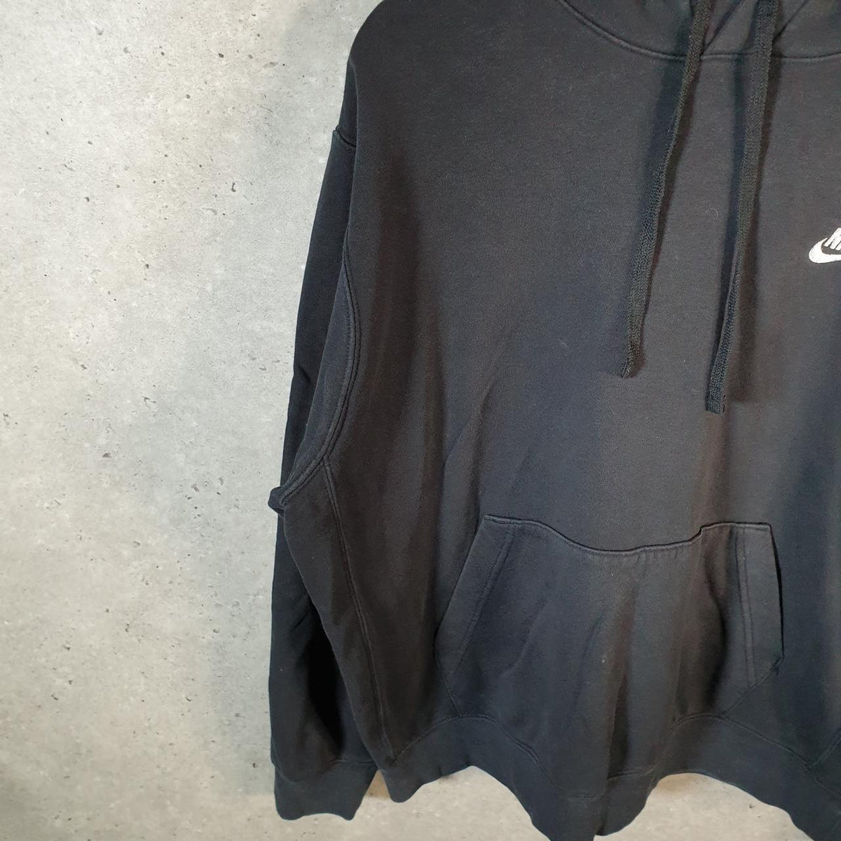 Vintage Nike Club Embroidered Hoodie Men’s Large Black Swoosh Y2K Pullover