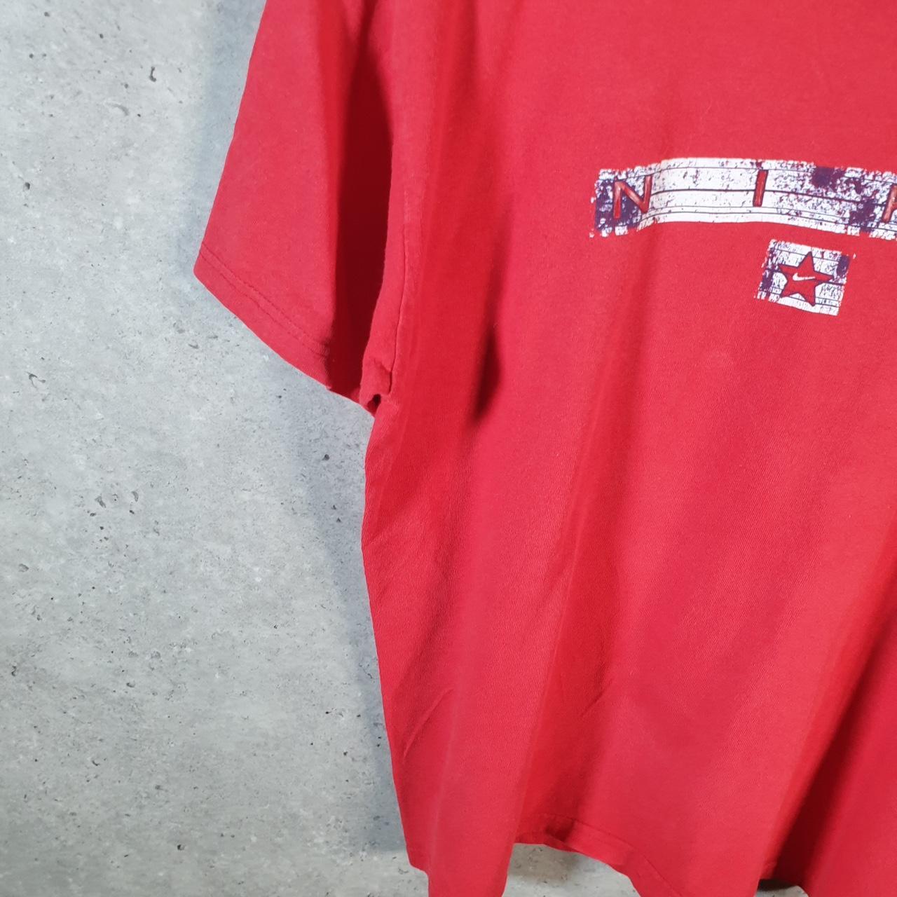 Vintage Nike 90s Made in USA T Shirt Men’s Large Red Swoosh Logo Athletic