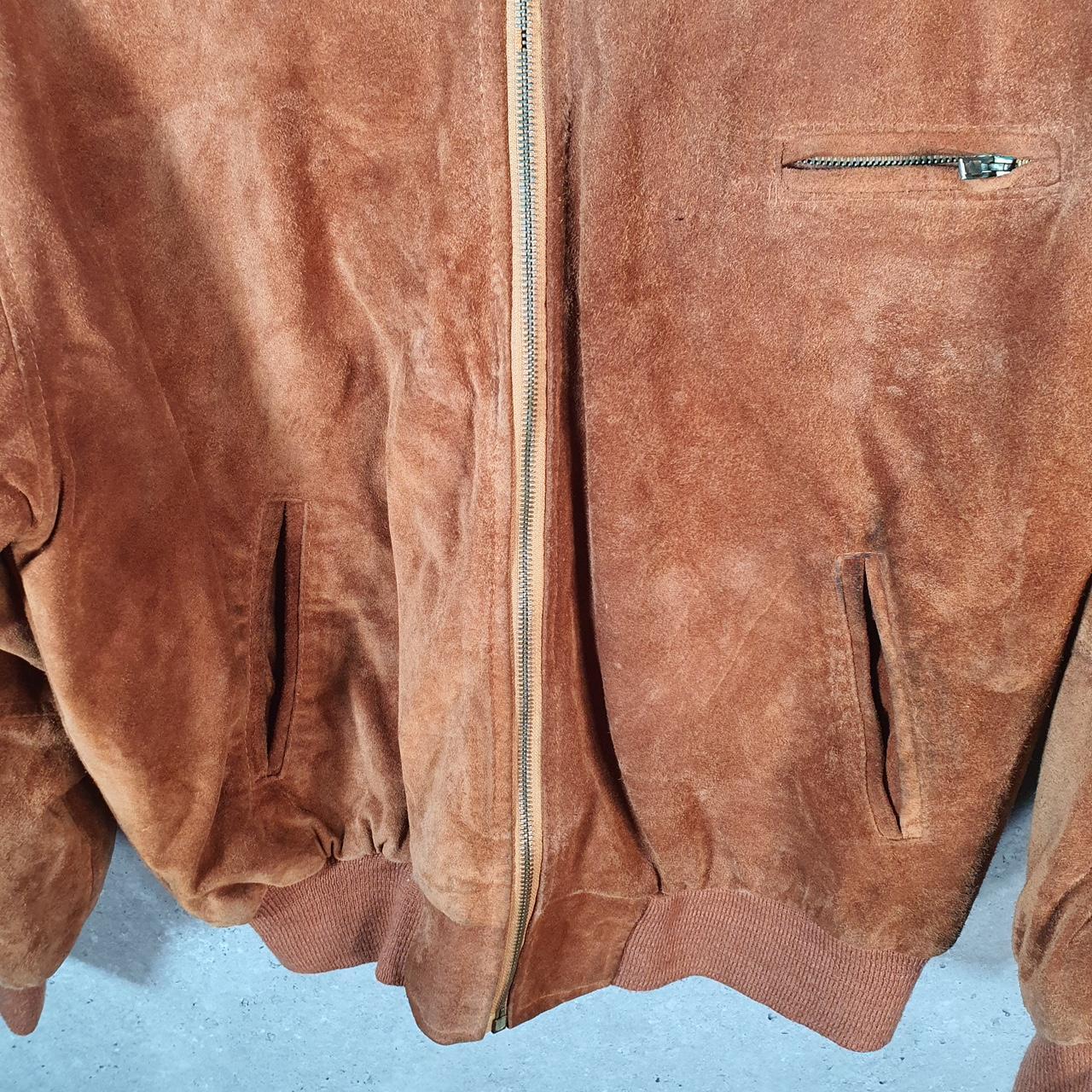 Vintage Leather Suede Jacket Mens Small Small Brown Hunting Utility USA Coat Big Fish Vintage