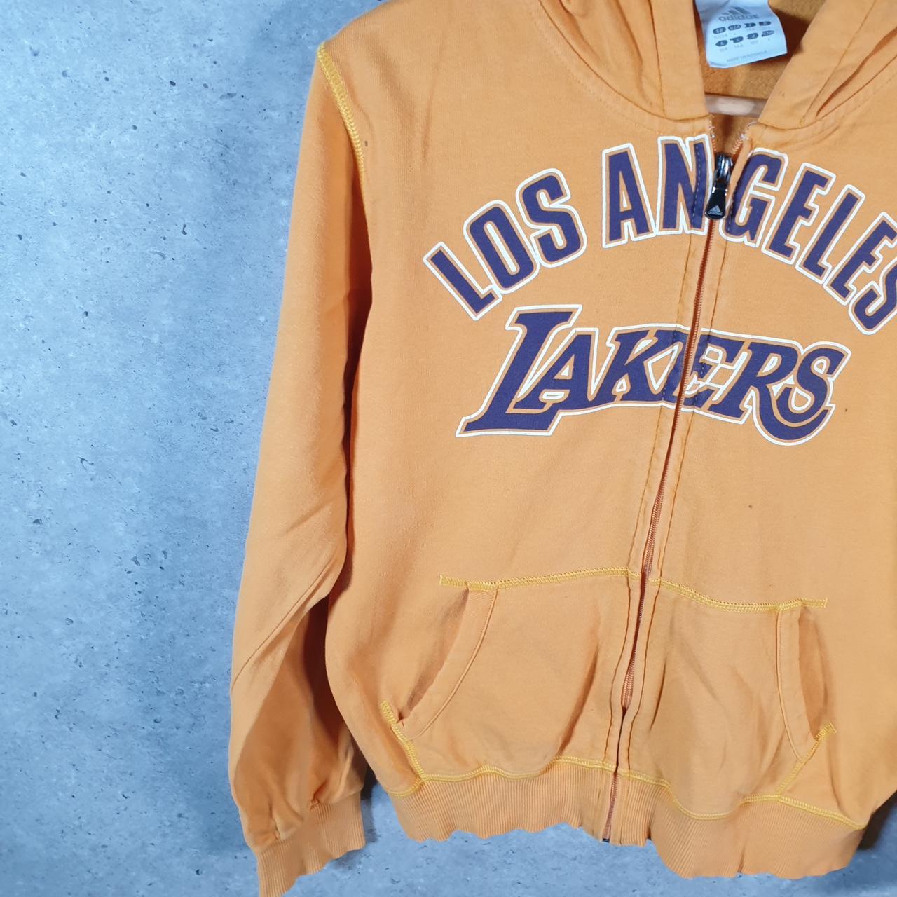 Vintage Adidas Los Angeles Lakers Hoodie Kids 14 Years Old Orange Full Zip Baggy