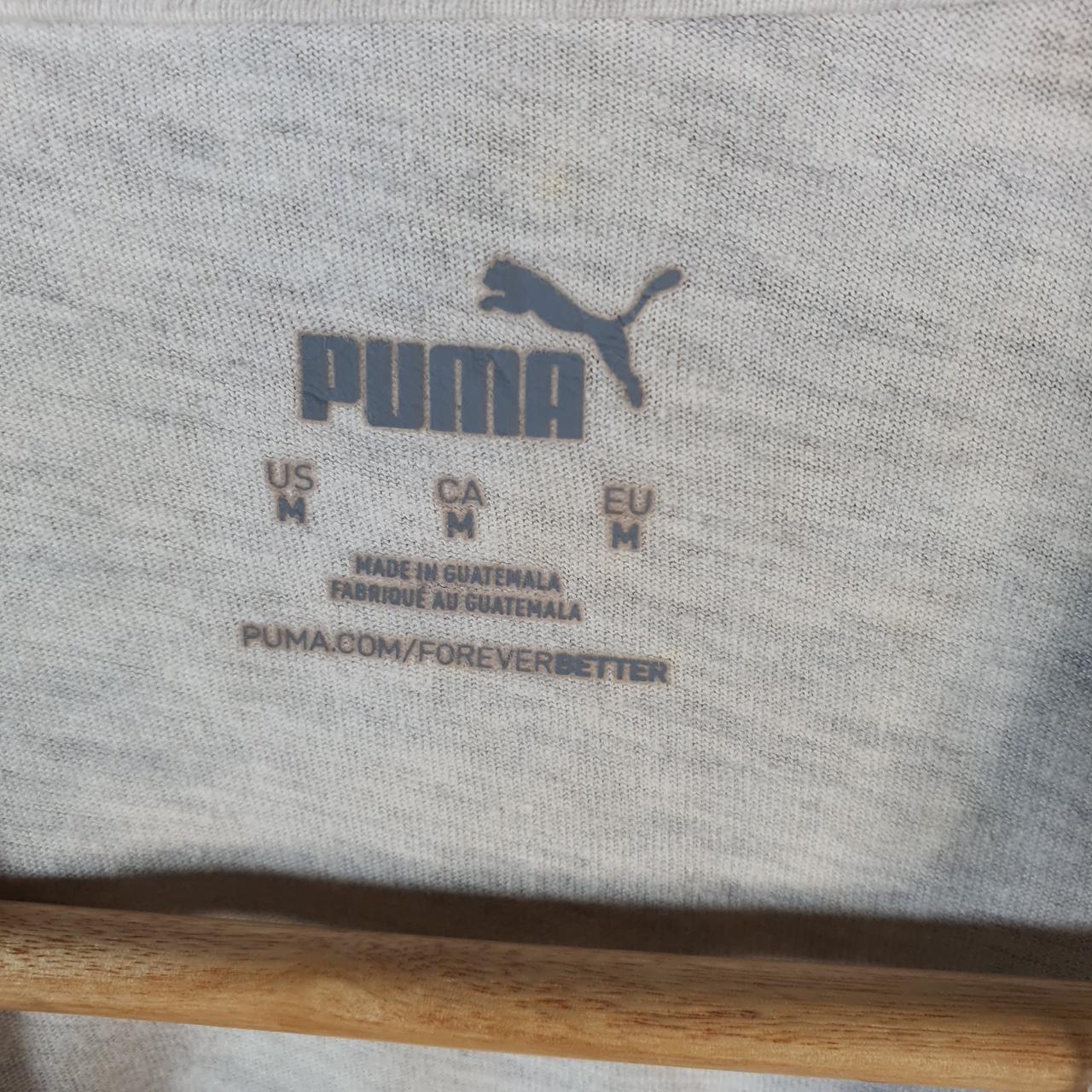 Vintage Puma Spellout T Shirt Men’s Medium Grey sports Logo Athletic