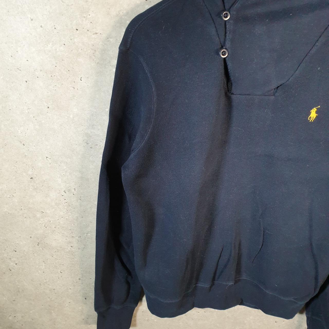 Vintage Ralph Lauren Polo 1/4 Button Sweatshirt Men’s  Medium Navy Blue Cotton Pullover Pony