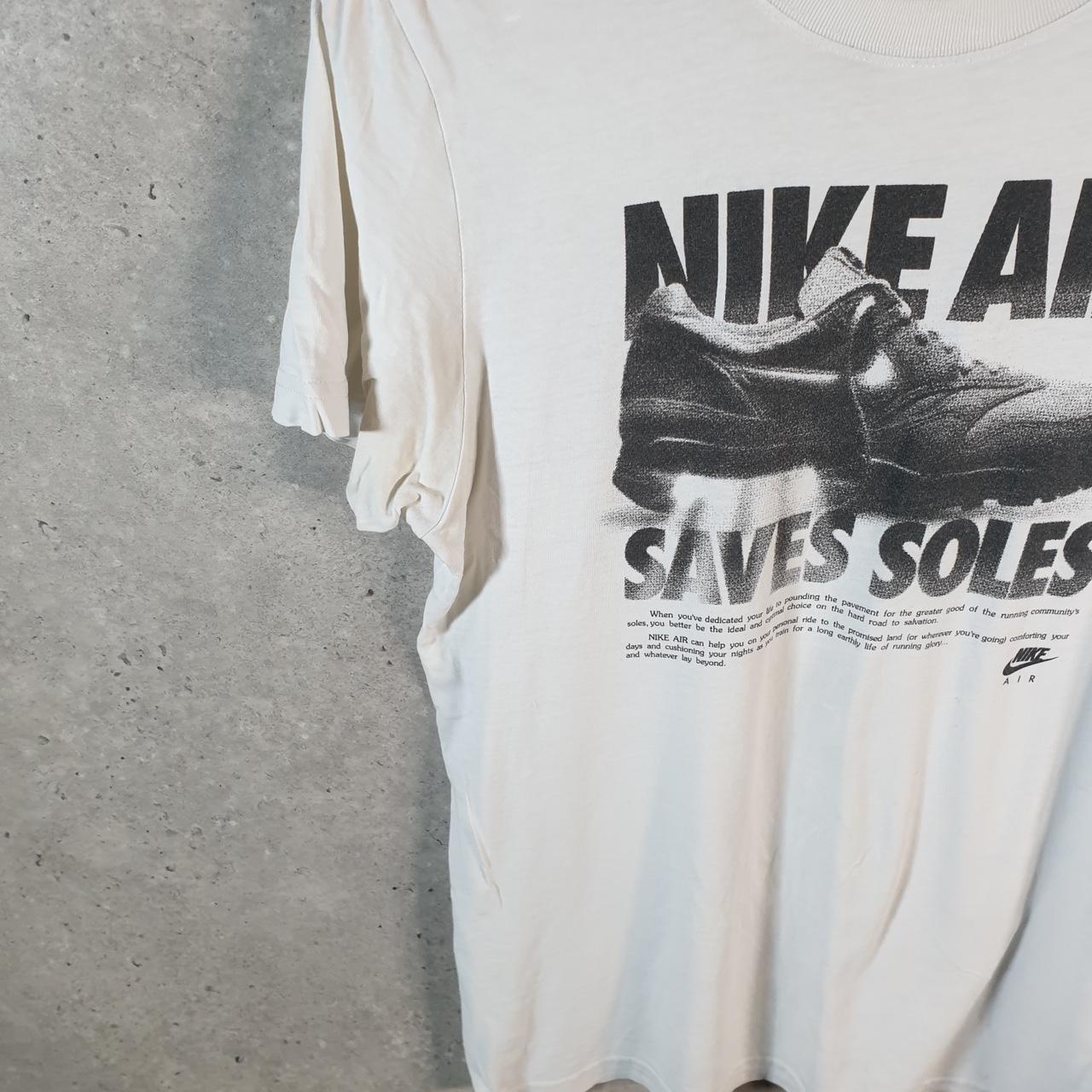 Vintage Nike Air Saves Soles 90s T Shirt Men’s Medium White Logo Swoosh Athletic