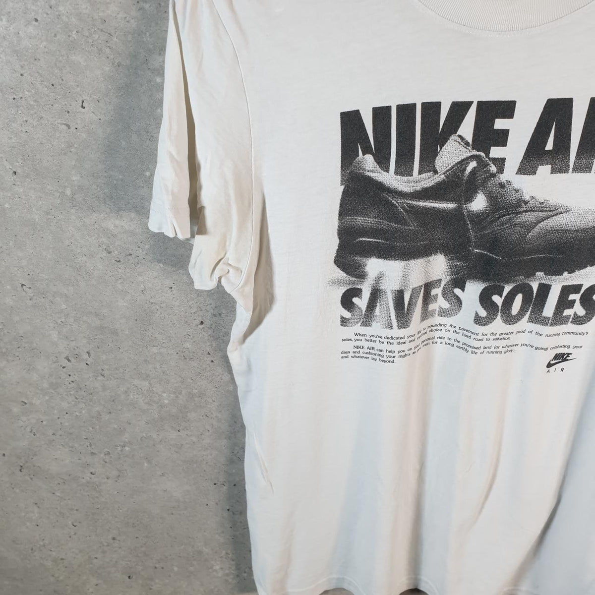Vintage Nike Air Saves Soles 90s T Shirt Men’s Medium White Logo Swoosh Athletic