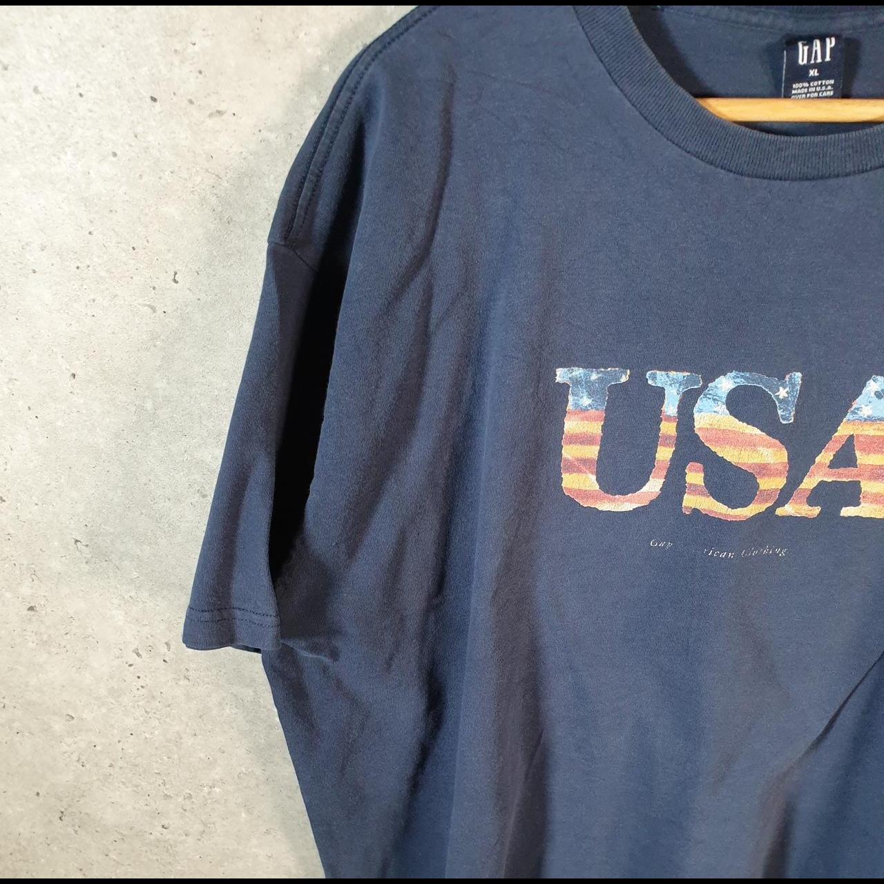 Vintage Gap USA Flag T Shirt Men’s XL Navy Blue Logo Classic Fit