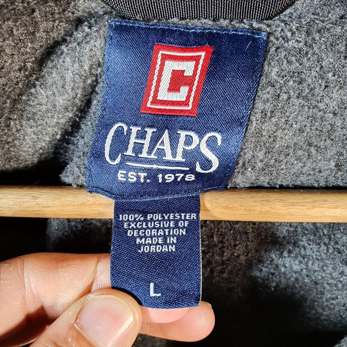 Vintage Chaps Ralph Lauren Fleece Sweatshirt Jacket Mens Large Grey Full Zip