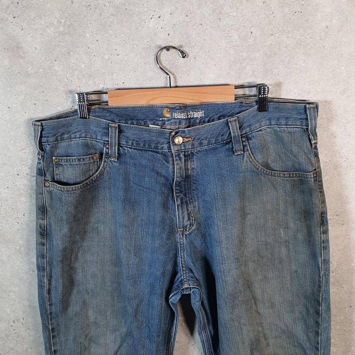 Vintage Carhartt Workwear Carpenter Jeans Mens W40 L28 Blue Denim Relaxed Fit USA