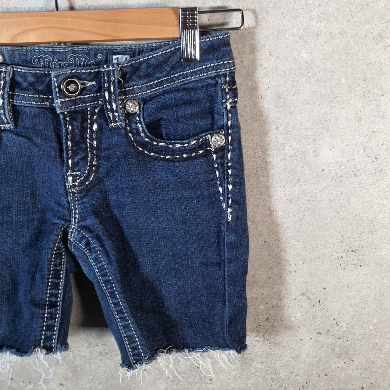 Vintage Miss Me Baggy Y2K Hip Hop Jeans Shorts Jorts Womens W24 Blue Denim Low Rise