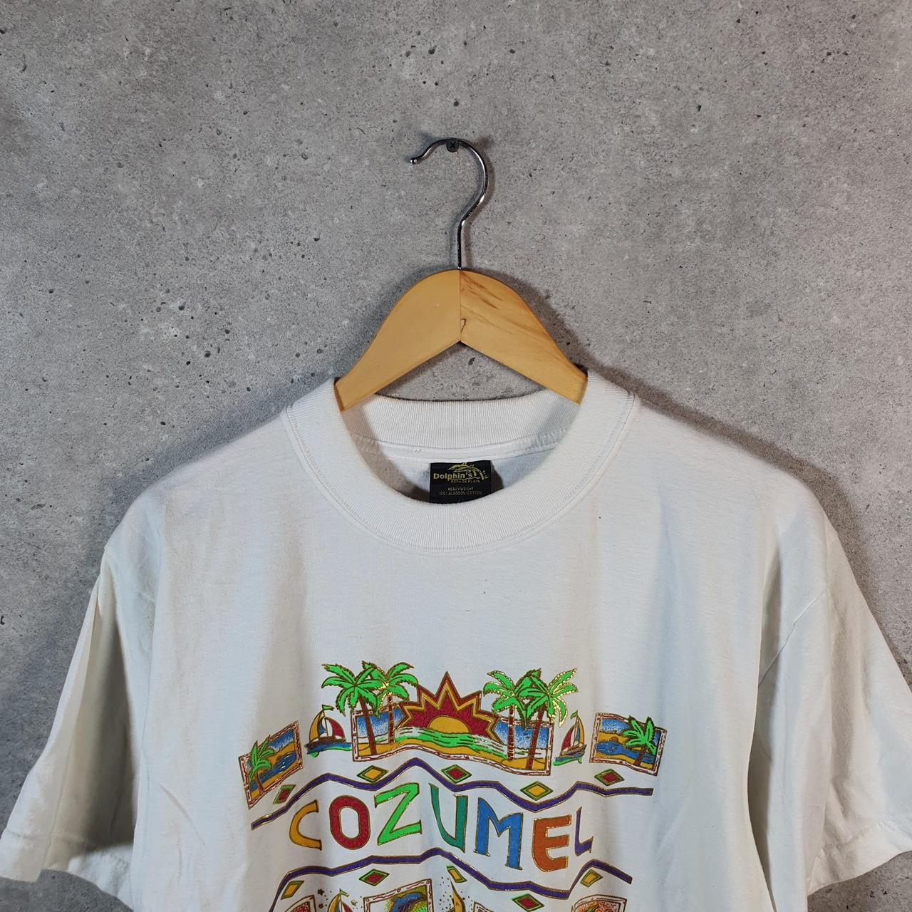 Vintage Cozumel Mexico Dolphins 90s USA Single Stitch T Shirt Men’s Large Graphic White Big Fish Vintage