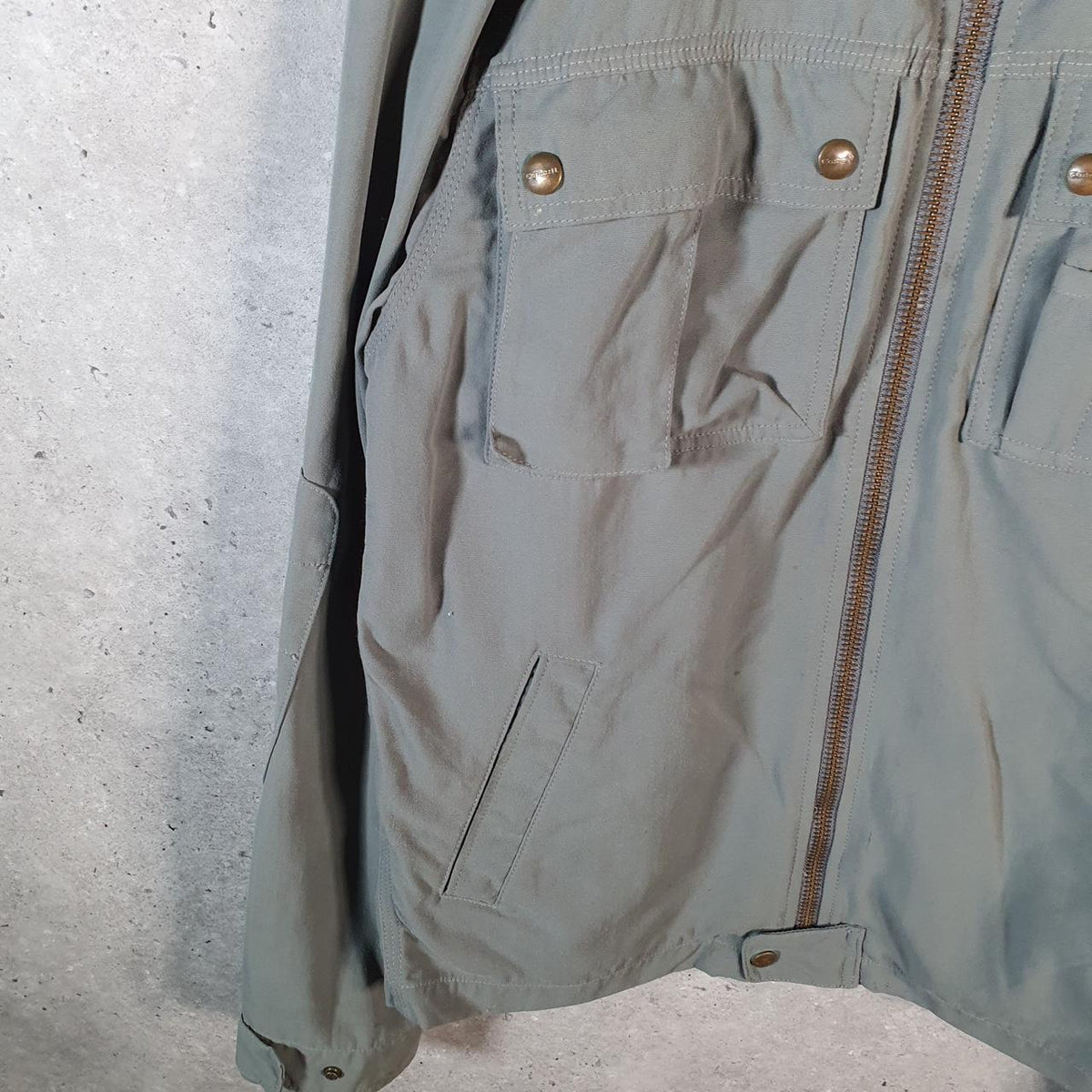 Vintage Carhartt Overshirt Shacket Jacket Men’s Small Khaki Green Workwear Canvas USA G2114