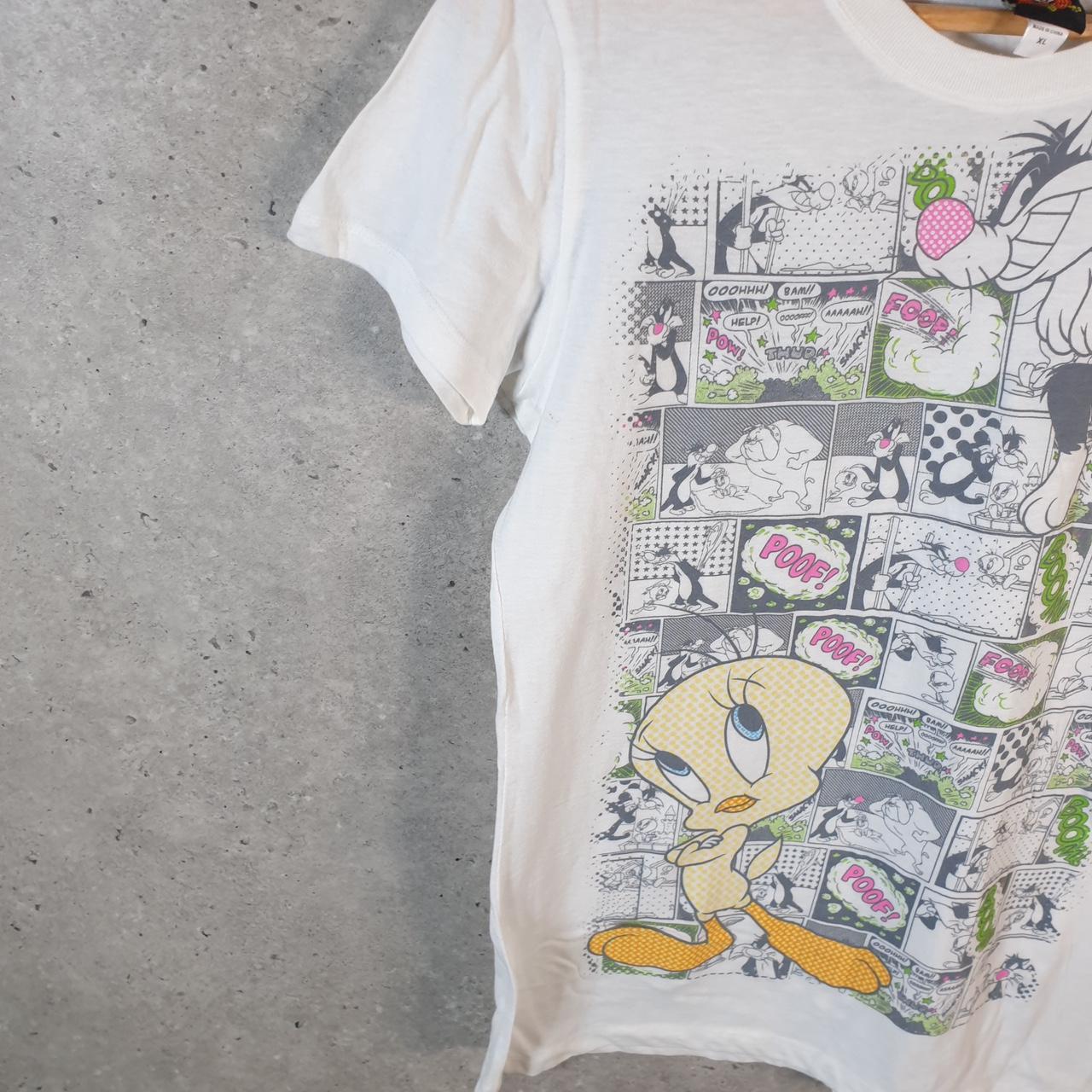 Vintage Looney Tunes Tweety & Sylvester 90s T Shirt Womens XL White Graphic