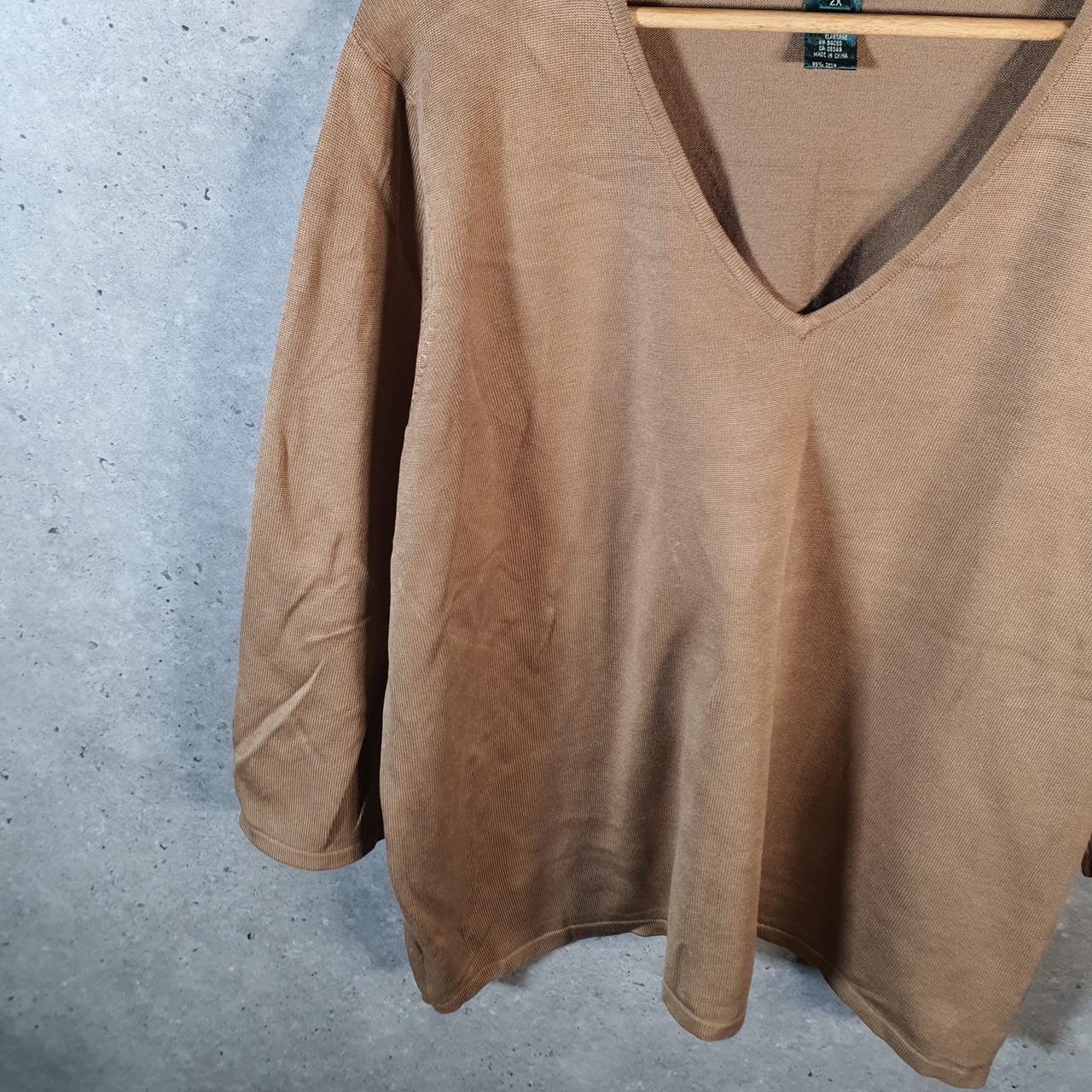 Vintage Ralph Lauren Polo Knit Sweater Womens 2XL Brown Cotton Pullover