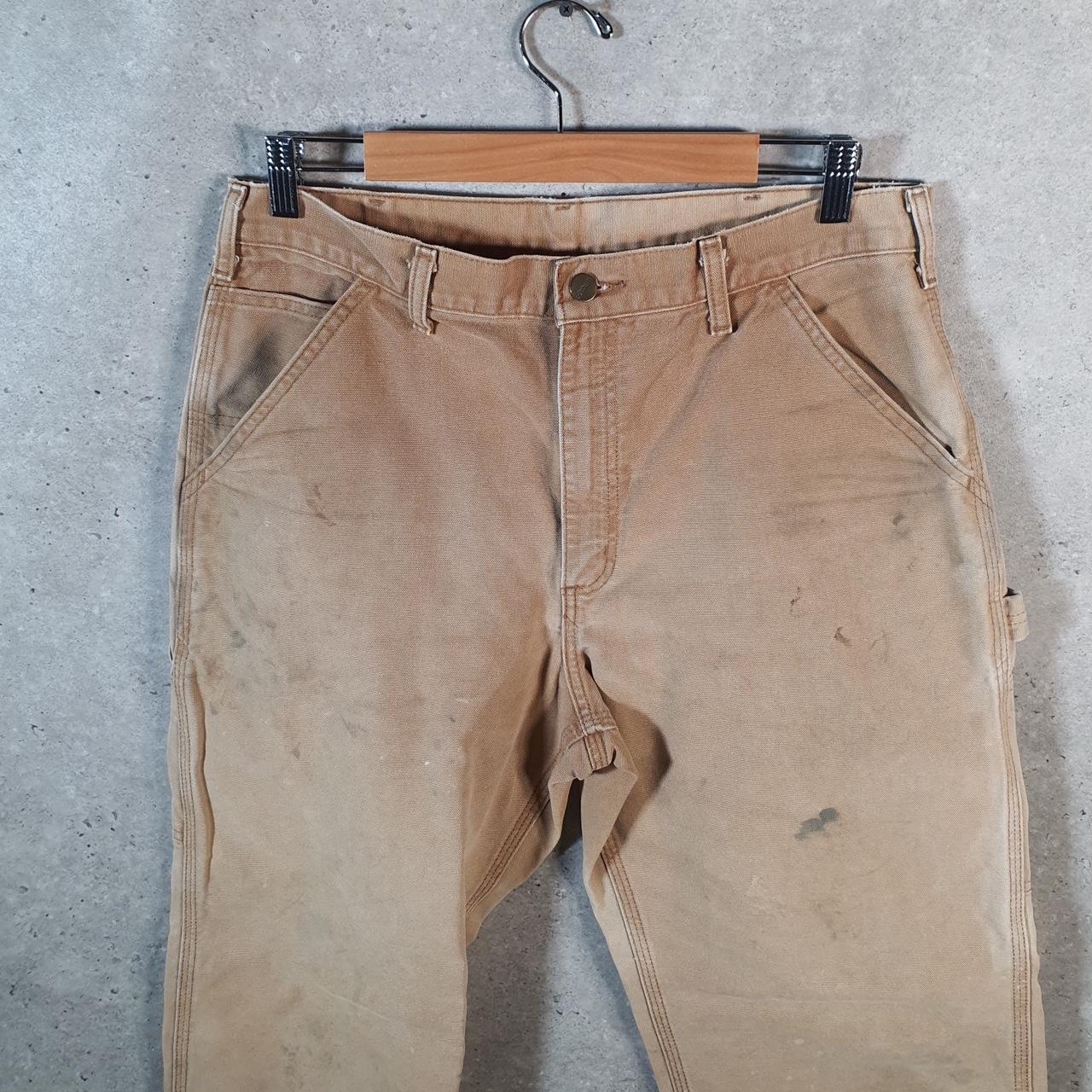 Vintage Carhartt Carpenter Trousers Mens W34 L32 Brown Dungaree Fit Workwear