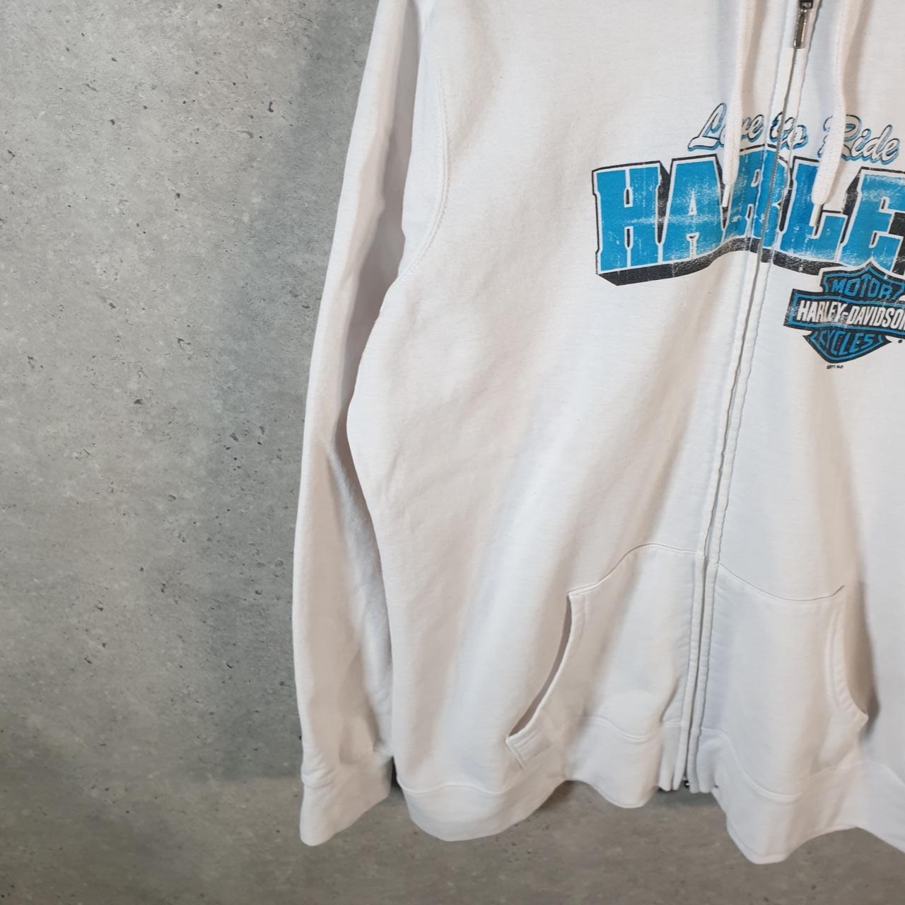 Vintage Harley Davidson 2011 Evansville Hoodie Womens XL White Full Zip Motorcycle