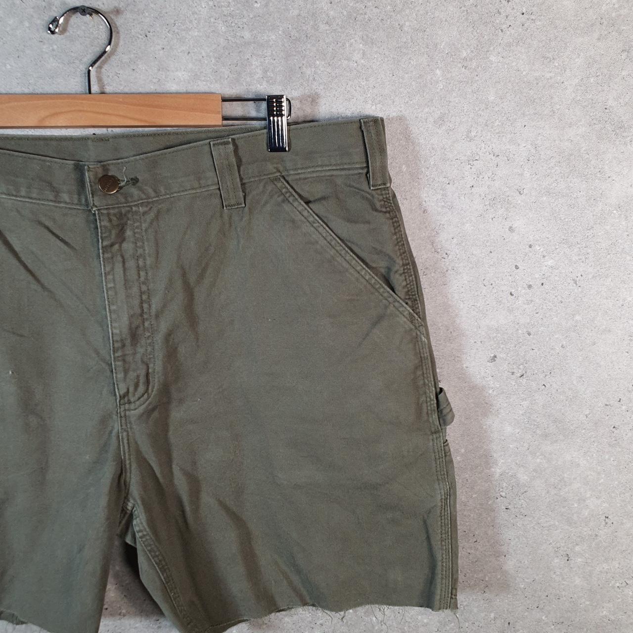 Vintage Carhartt Baggy Carpenter Shorts Jorts Cargo Men’s W40 Khaki Green Relaxed Fit Workwear Big Fish Vintage