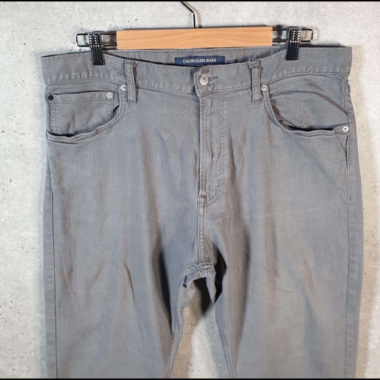 Vintage Calvin Klein Y2K Embroidered Jeans Mens W36 L27 Grey Hip Hop Pattern Pocket Big Fish Vintage