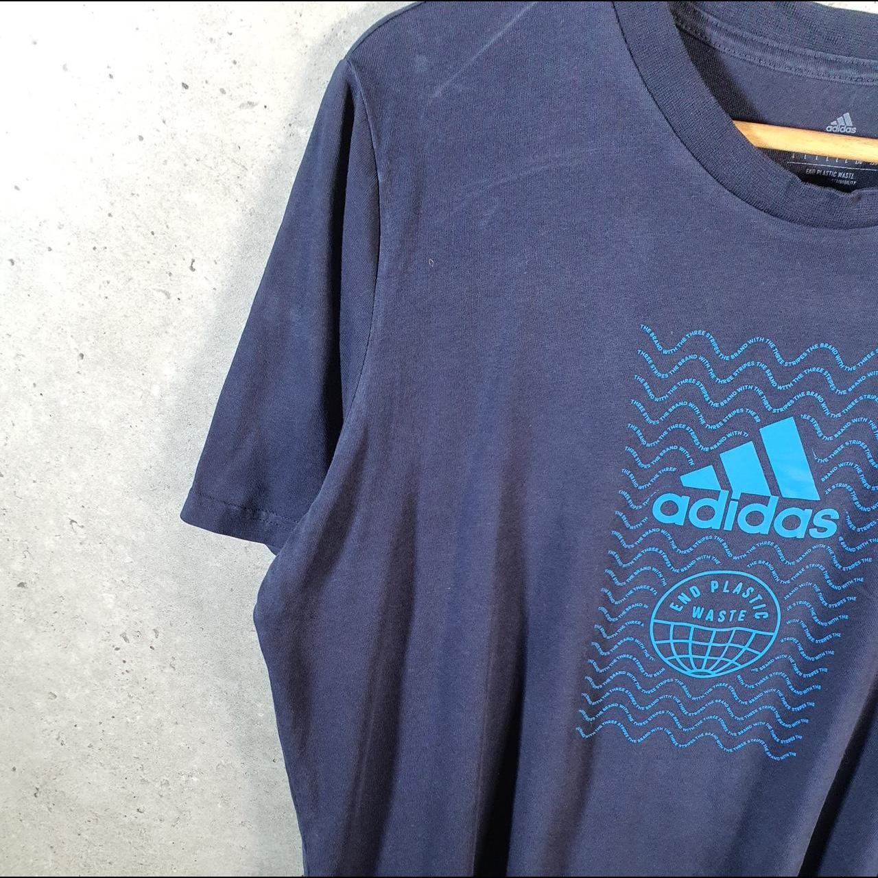 Vintage Adidas Aeroready End Plastic Waste T Shirt Men’s Large Navy Blue Three Stripes