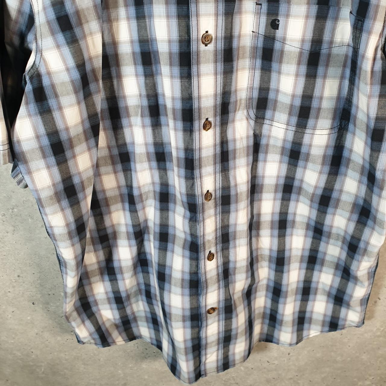 Vintage Carhartt Shirt Button Down Mens Large Blue Checkered Chore Utility Relaxed Big Fish Vintage