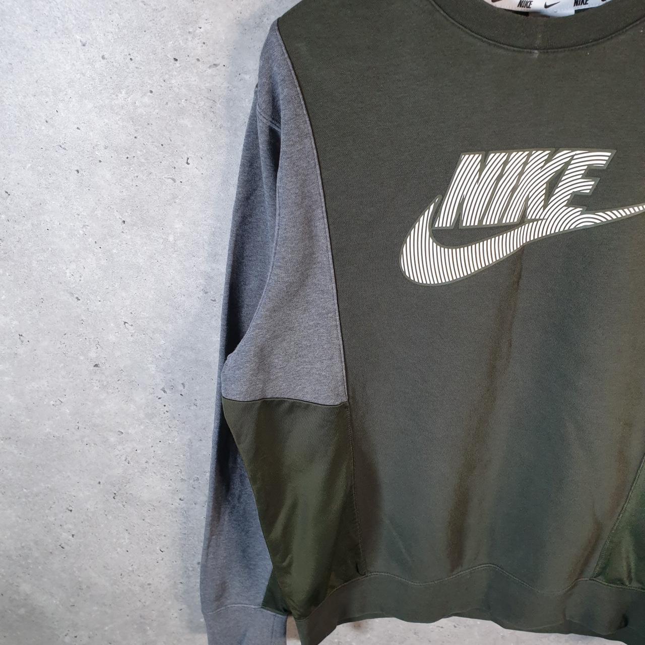 Vintage Nike Centre Swoosh Sweatshirt Mens Large Khaki Green Y2K Pullover Logo