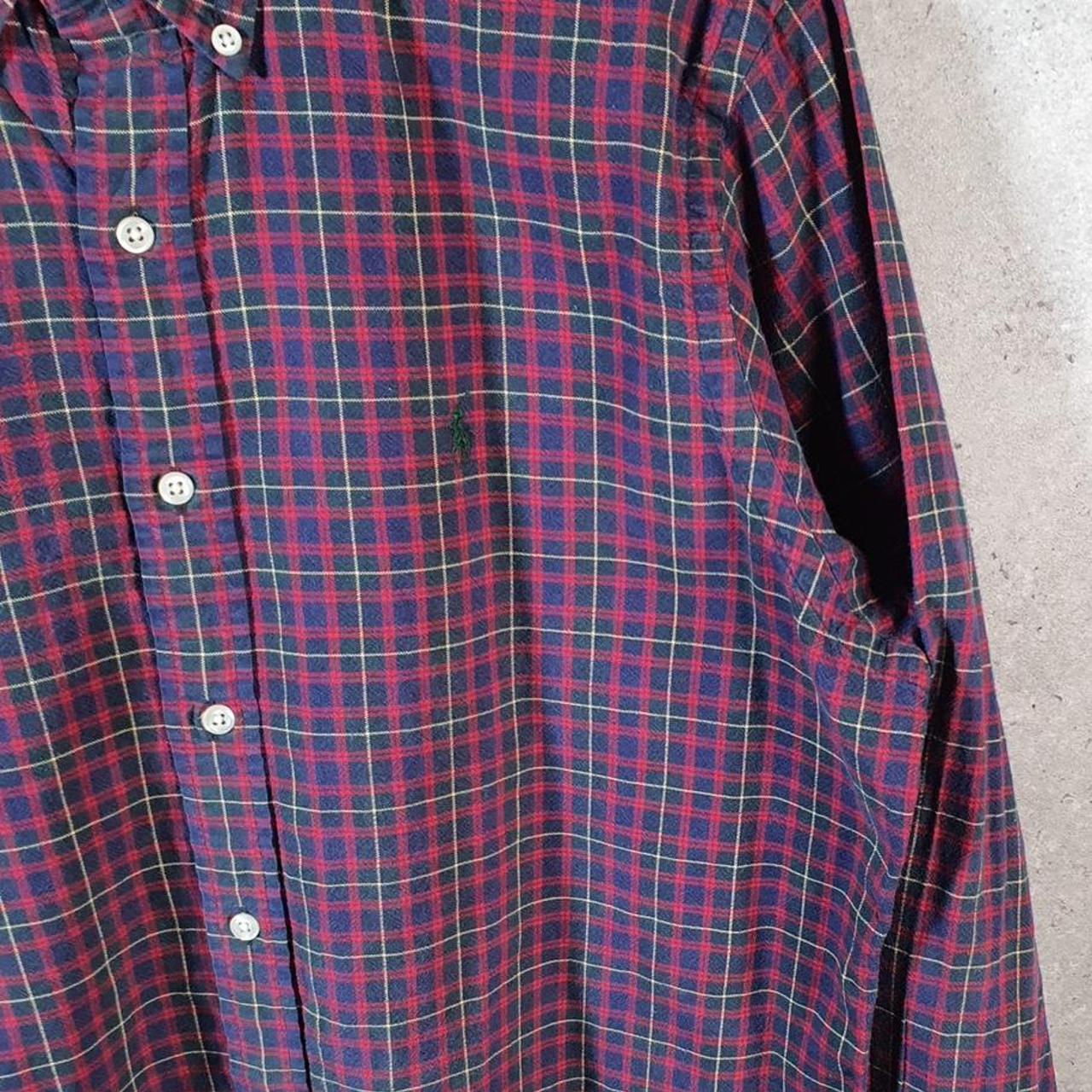 Vintage Ralph Lauren Button Down Shirt Men’s Large Burgundy Checkered Classic Pony Casual C8460