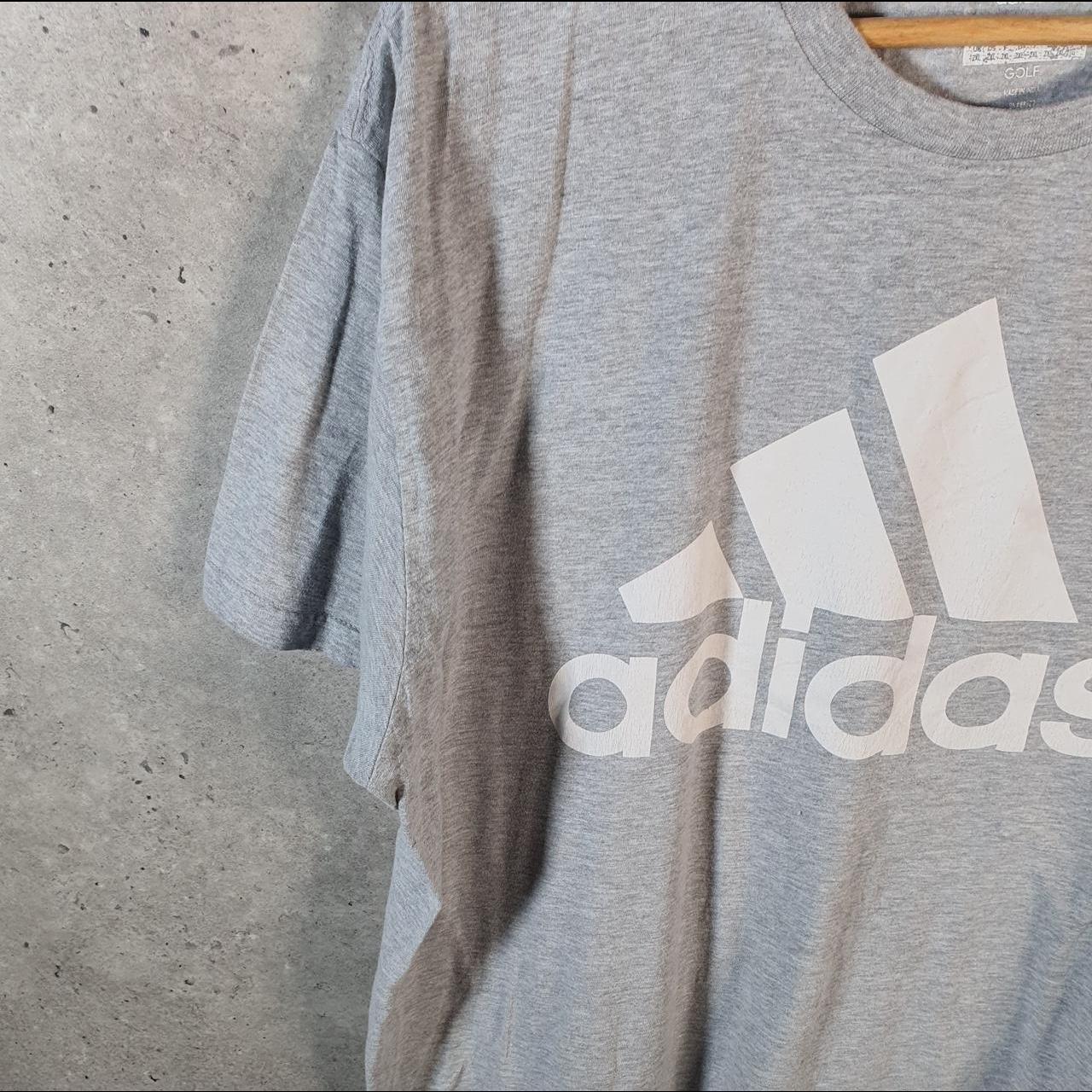 Vintage Adidas Golf T Shirt Men’s 2XL Grey Three Stripes Logo Athletic