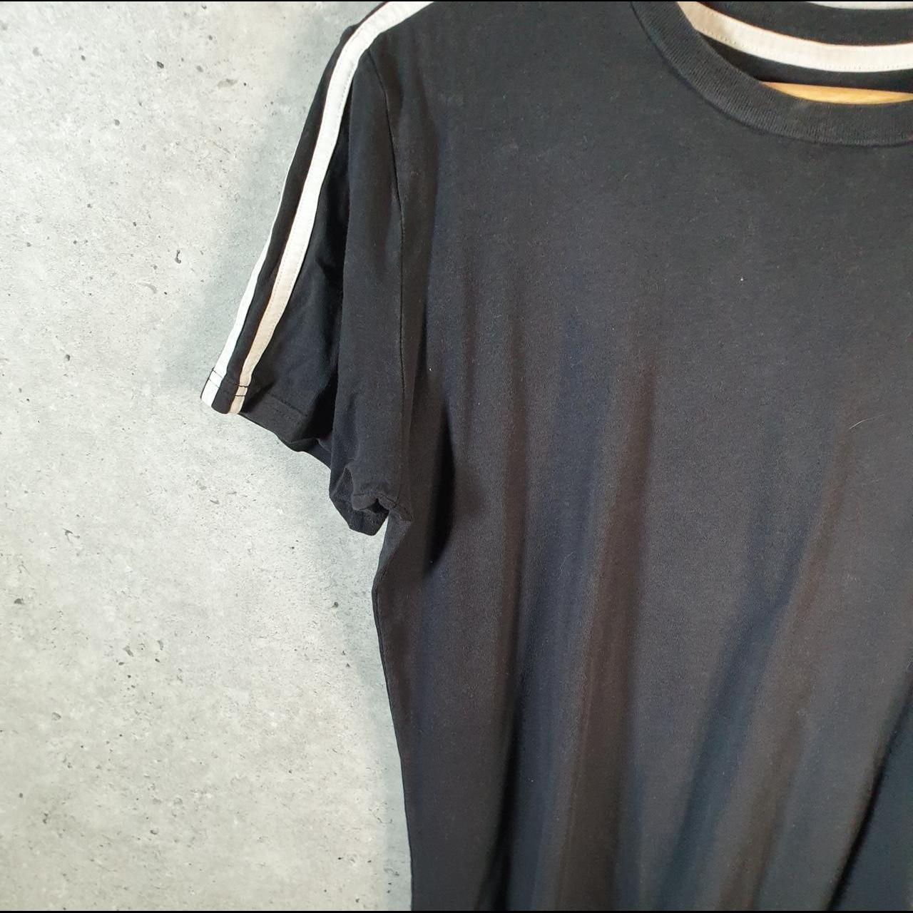 Vintage Adidas Spellout T Shirt Womens Large Black White Three Stripes Athletic Logo