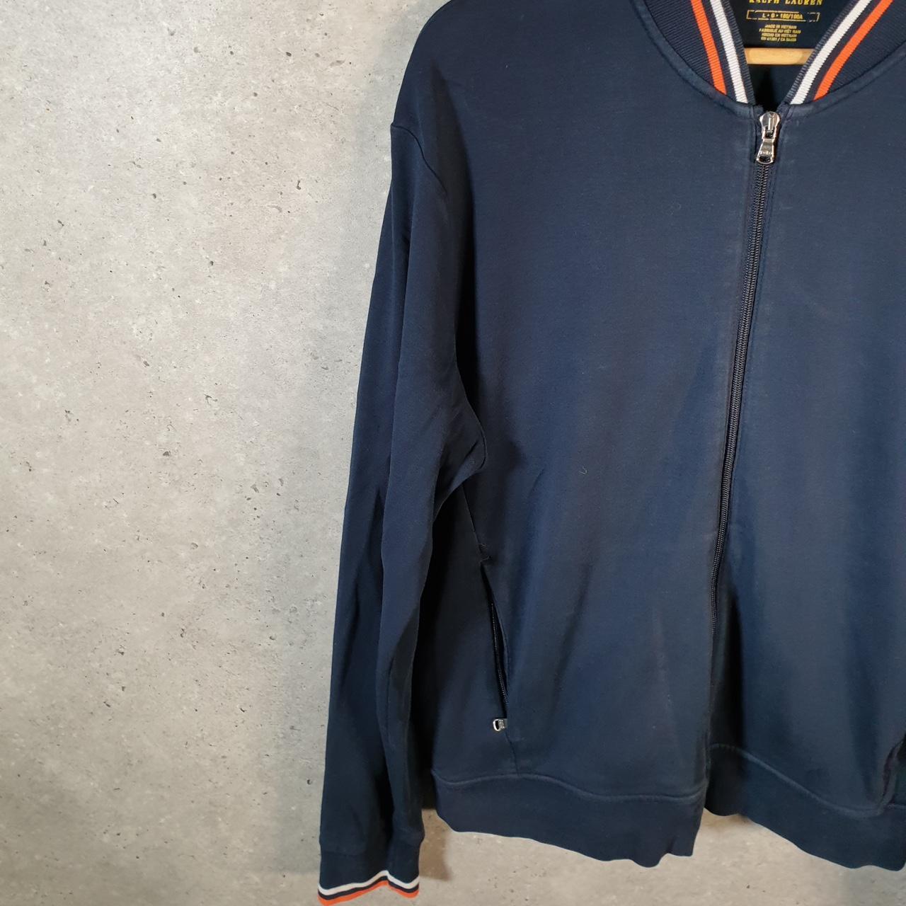 Vintage Ralph Lauren Polo Sweatshirt Men’s Large Navy Blue Cotton Full Zip Pony