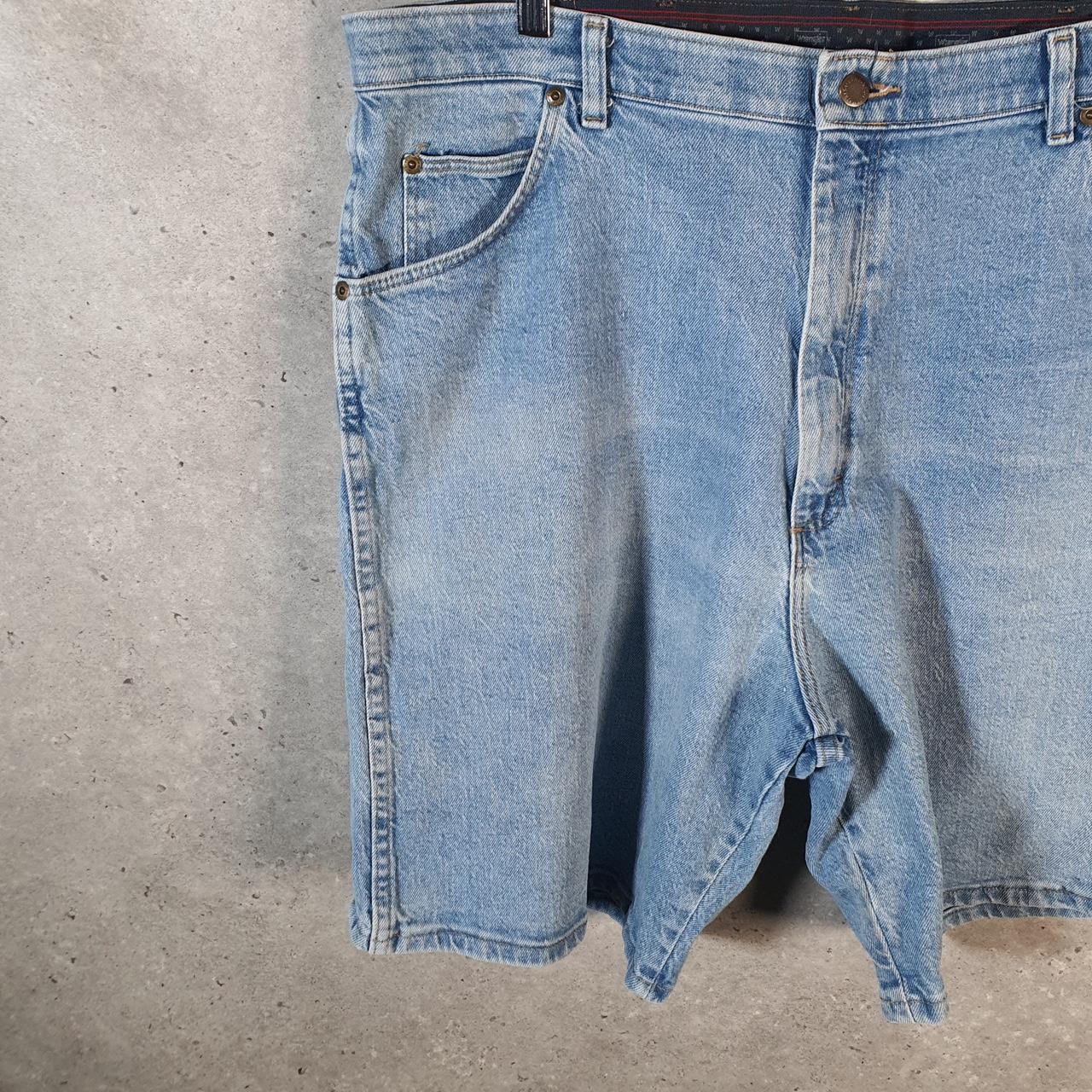 Vintage Wrangler Denim Shorts Jorts Cargo Men’s W40 Relaxed Blue Baggy Cotton