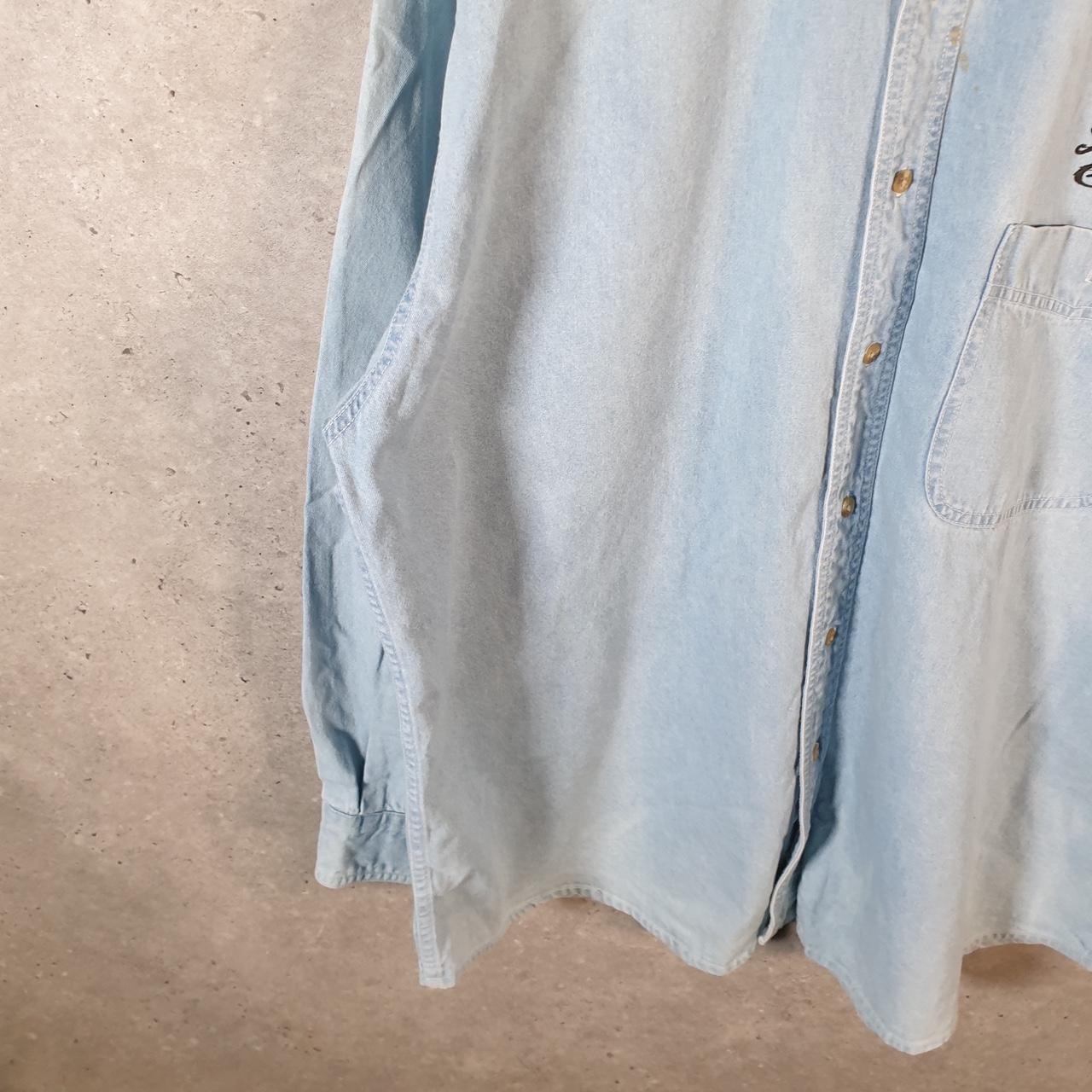 Vintage Lee Denim Jean Trucker Shirt Mens XL Blue Button