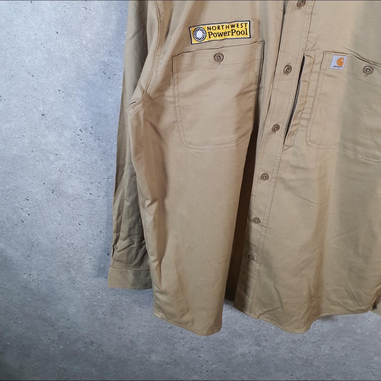 Vintage Carhartt Shirt Button Down Mens Large Brown Long Sleeve Relaxed Fit