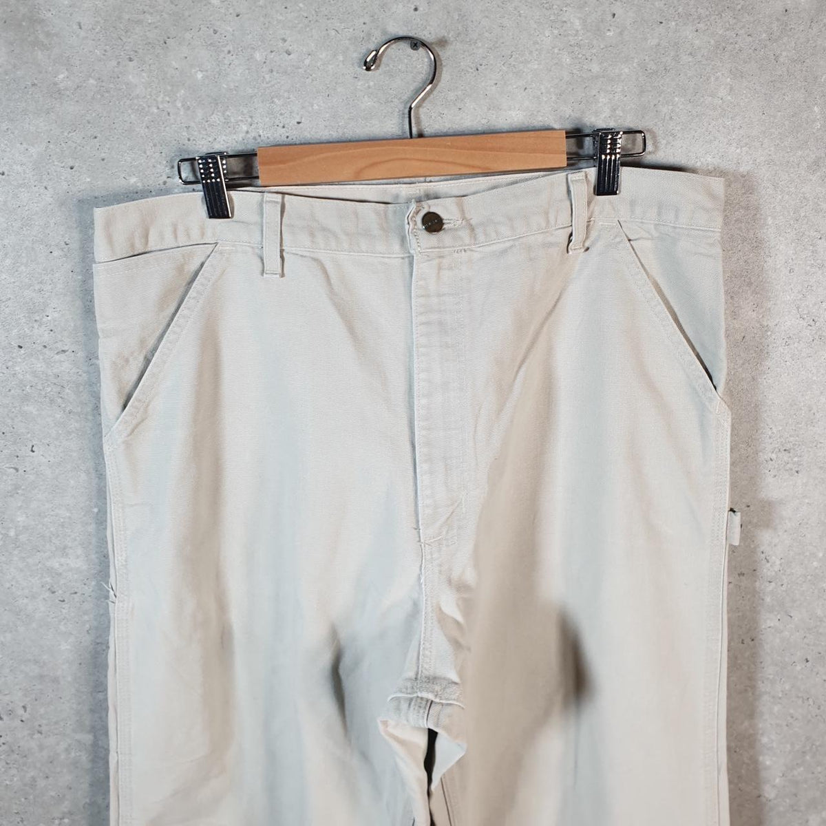Vintage Carhartt Carpenter Trousers Mens W36 L34 Beige Dungaree Fit Workwear USA Big Fish Vintage