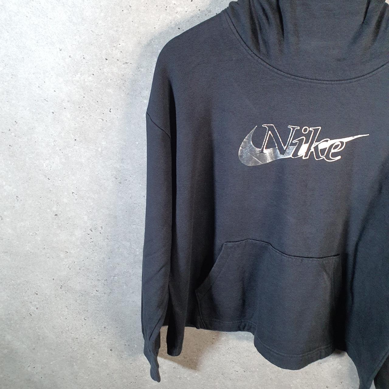Vintage Nike Club  Hoodie Womens Large Black Swoosh Y2K Pullover